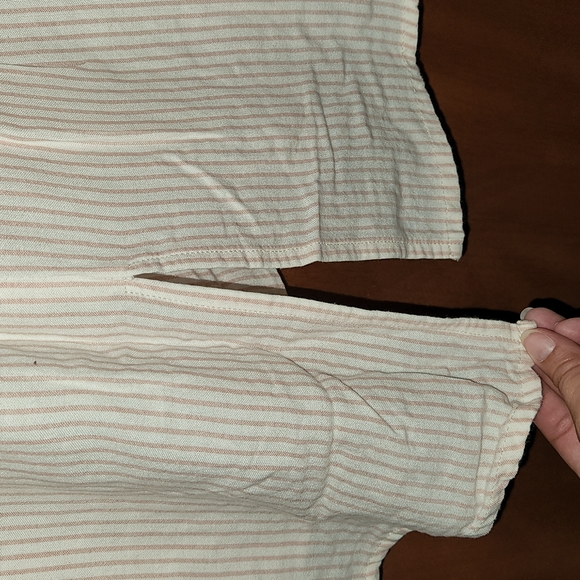 Democracy Pink Cream Striped Off The Shoulder Top - Picture 7 of 9